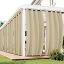 Patio Curtains Outdoor Waterproof 6 Panels - Windproof, Privacy, Weatherproof Outside Drapes for Gazebo Pergola Porch, Grommet Top and Tab Bottom, 54x95 Inch, Cream
