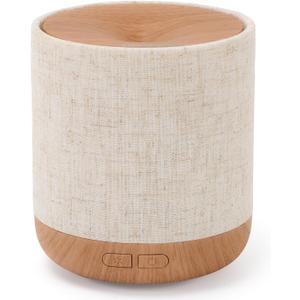 Essential Oil Diffuser 200ml with Fabric Cover and Night Lamp | Ultrasonic Aroma Diffuser | Humidifier w Lights | Room Decor | Small Humidifier for Bedroom | Gift (Light Brown)