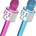 5 CORE Bluetooth Wireless Karaoke Microphone 2Pcs All-in-One Portable Handheld Mic with Speaker Recorder Microfono Inalambrico WM SPK PNK+BLU (Pink+Blue)