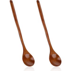 2 Pcs Large Wooden Cooking Spoons, 13 in Wood Mixing Spoons with Long Handle Wooden Kitchen Utensil for Cooking, Serving, Mixing Home Kitchen Table Spoon