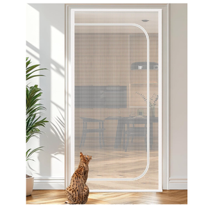 BFNN Cat Screen Door, Extra Tall CatProof Mesh Gate, Fit Door Size 30'' x 80.5'', Anti Scratch Mesh with Zipper Closure, for Living Room, Kitchen, Bedroom (White)