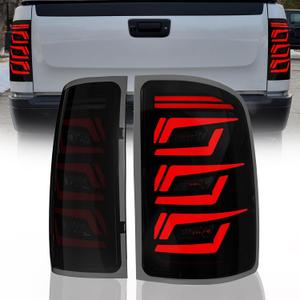 Sequential LED Tail Lights for 2007-2013 GMC Sierra 1500 | 2500HD | 3500HD With Start-Up Animation, Dynamic Turn Signals, Brake and Reverse Lights - Smoked