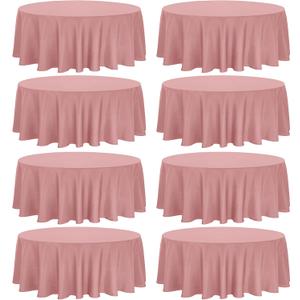 Fivenl 8 Pack Premium Round Tablecloth 90 Inch Round Table Covers Bulk Washable Polyester Fabric Round Table Clothes for Wedding Party Reception Banquet Buffet Restaurant (Dusty Rose, 90 Inch)
