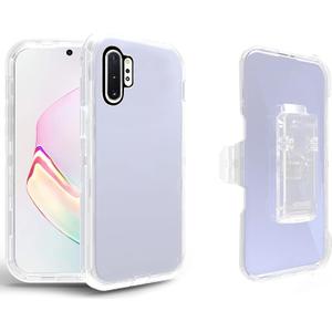 Asuwish Phone Case for Samsung Galaxy Note 10 Plus Note10+ 5G with Belt Clip Clear Holster Stand Hybrid Shockproof Military Grade Protective Cell Cover Note10 + Notes 10+ Ten Not S10 10Plus Men Clear