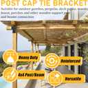 4x6 Post Brackets Kit(Actual 3.5"x5.5"), 4 Pack Heavy-Duty Post Caps Tie Bracket, Brackets for Wood Posts Beam Support, Gazebo Pergola Deck Porch Wood Connections Steel Brackets