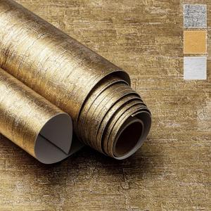 Metallic Gold Peel and Stick Wallpaper (24" x 78", Gold) Removable Peel and Stick Waterproof Contact Paper for Cabinets Bookshelf Drawer Table Upcycling Furniture