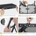 Anbte Folding Grill Table, Aluminum Camping Table Adjustable Height Max 27.5" Picnic Table Outdoor Table, Lightweight, Portable Handle for Travel Cooking BBQ Picnic, 22.8" x 16", Black