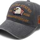 250th Anniversary USA Hat United States 250 Year American Anniversary Hat Patriotic Embroidery Baseball Cap (Gray)