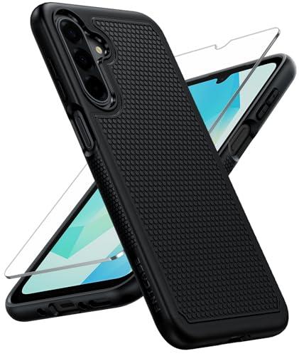 FNTCASE for Galaxy A17/A16 5G Phone Case - Samsung A17 Military Grade Drop Protection, 14ft Drop Tested, Screen Protector Included, Anti-Slip Matte Textured, TPU+PC Dual Layer Shockproof Cover (Black)