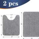 OLANLY Bathroom Rugs Sets 2 Piece, Soft Absorbent Chenille Bath Mats and U-Shaped Contour Toilet Mat Area Rug Set, Machine Washable Bath Carpet, Home Decor Accessories(30"x20"+24"x20", Grey)