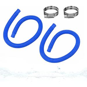 1.5 x 41 Pool Pump Replacement Hose, 2-Pack Above-Ground Pool Hoses with 4 Stainless Steel Clamps, Compatible with Intex, Coleman, Summer Waves Pool Pumps & Filters (2 PACK Blue)