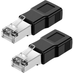 2 PCS Black Ethernet to USB Adapter, USB to RJ45 Ethernet Adapter Female Converter Ethernets Cable Male Conversion Adapters for Camera with Network Function Modem Printer