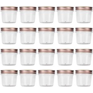 novelinks 4 oz Clear Plastic Jars with Rose Gold Lids  Small Round Refillable Storage Containers for Spices, Food, Crafts, and DIY Gifts  BPA-Free, Leakproof, 20 Pack