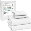 RUVANTI 100% Organic Cotton Sheets Full Size, Percale Weave, GOTS Certified, 4-Piece Set, Deep Pocket 15", Crisp & Breathable, Soft Durable Bedding, Organic Cotton Sheets Bit of Blue