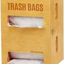 Libreshine 2-in-1 Extra Large Bamboo Trash Bag Dispenser Holder - Wall Mount Garbage Bag Organizer for Costco/Sam's Club Rolls, Space-Saving Kitchen/Pantry/Laundry/Garage Storage with Non-Slip Base