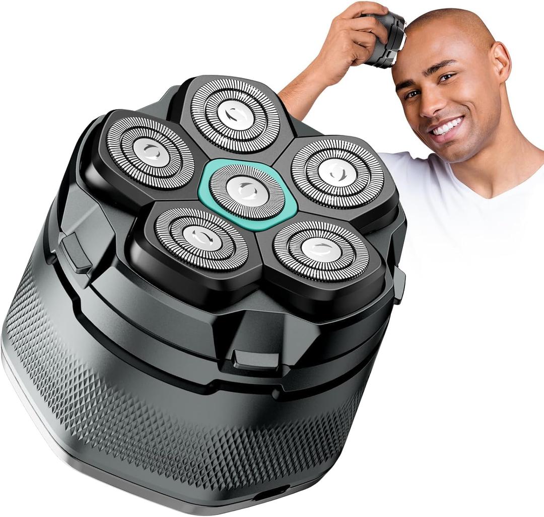 Head Shavers for Bald Men - kensen 6D Cordless Bald Head Shavers for Men, Christmas Gift Body Shaver for Mens for Bald Heads & Face IPX6 Waterproof Wet/Dry Use LED Display Balding Clippers Heads Razor (Black)
