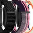 E ECSEM Sport Nylon Loop Band Compatible with WHOOP 5.0/4.0 Adjustable Breathable Braided Elastic Straps Replacement Stretchy Wristband for WHOOP 5.0 Activity Tracker (Black&Pink&Orange)