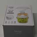 Bentgo Glass All-in-One Salad Container - Large 61-oz Salad Bowl with Lid, 4-Compartment Bento-Style Tray, 3-oz Sauce Container, and Reusable Fork - Dishwasher, Microwave, and Oven Safe (White)
