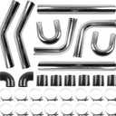 3" Intercooler Kit Universal Aluminum Turbo Intercooler Piping U-Pipe Kit with Coupler and T-Clamps DIY Custom Pipe 32Pcs (3 Inch-60cm)