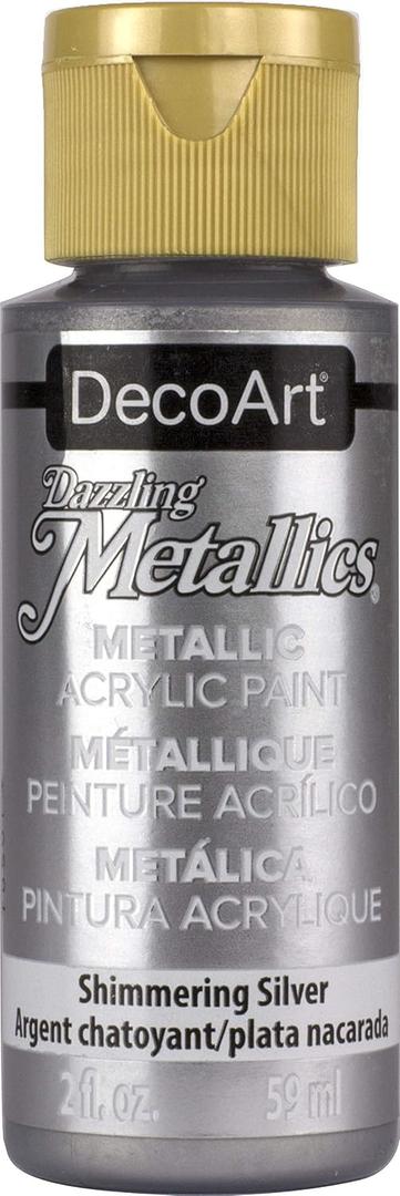DecoArt Dazzling Metallics 2-Ounce Shimmering Silver Acrylic Paint (2 Fl Oz (Pack of 1))
