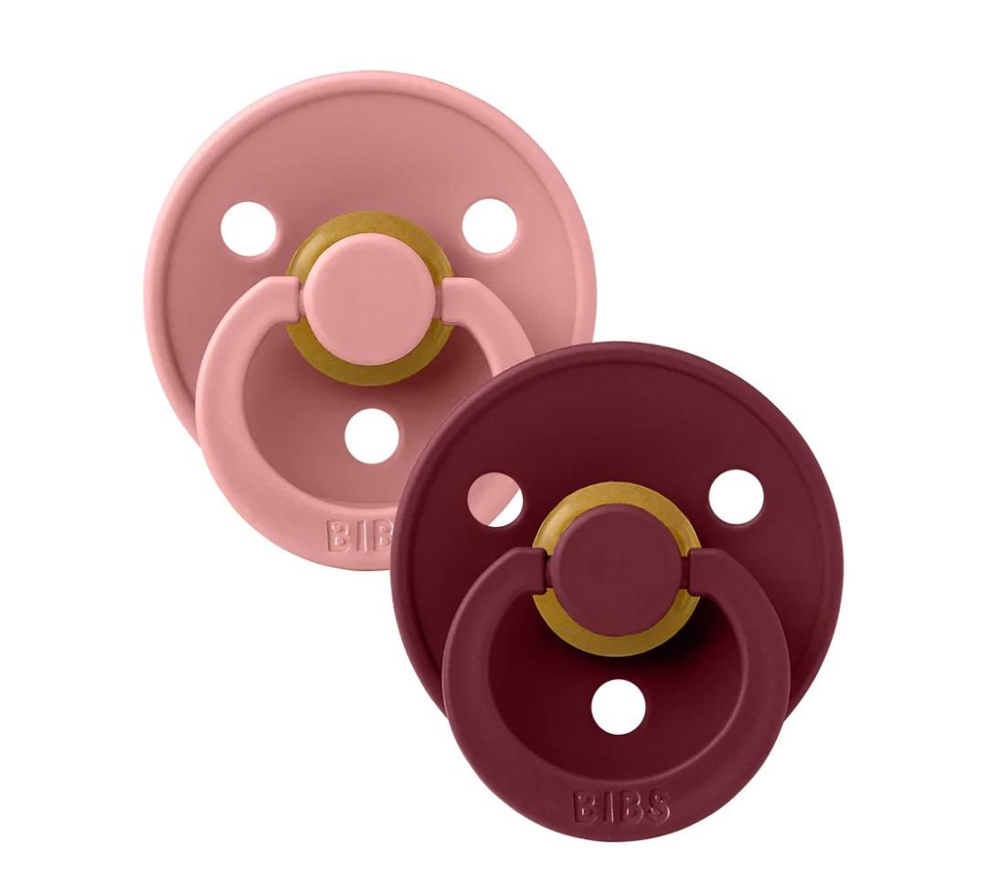 Bibs Pacifiers Color Collection, Set of 2 BPA-Free Latex Pacifiers Made in Europe, Round Nipple Baby Pacifier