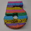 Rainbow Number 5 Pinata for 5th Birthday Party Decorations, Fiesta, Cinco de Mayo Celebration (Small, 12 x 16.5 x 3 In)