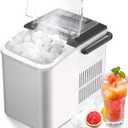 Bullet Ice Maker, 26.5 lb/24H Counter Top Ice Maker with Self-Cleaning Function, 9 Cubes Ready in 7-8 Mins, Portable Ice Maker Suitable for Home, Office, Kitchen, RV, white S, WBJ-10C