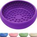 Dog Lick Bowl, BPA-Free Silicone Slow Feeder Lick Mat for Small and Medium Dogs, Non-Slip & Dishwasher Safe (PurpleL) (Large)