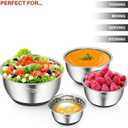 Wildone Mixing Bowls with Airtight Lids, Stainless Steel Nesting Mixing Bowls Set of 5, with Non-slip Silicone Bottoms, Size 8, 5, 3, 2, 1.5 QT, Stackable Design, Great for Mixing and Prepping