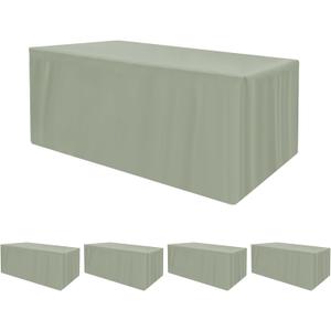 HolidayIdeas Fitted Tablecloths for 8 Foot Rectangle Table, Wrinkle Resistant Washable Table Cover 30x96 Inch for Vendor Booth Display, Banquet, Trade Show, Sage Green, 4 Pcs