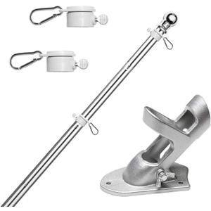 HOOSUN Flag Pole Kit 6 FT,Flag Pole with Bracket,Heavy Stainless Steel Garden Flagpole, Home,Commercial,Outdoor Wall Mounted Flagpole,House Flag Poles for Porch (6 FT, Silver)