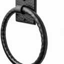 Monarch Abode Bathroom Towel Holder  7-Inch Round Matte Black Bathroom Hand Towel Holder for Bathrooms Wall, Metal Hand Hammered Towels Ring Wall Mount, Traditional Surface-Mounted Ring Hanger