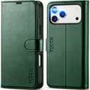 TUCCH Wallet Case for iPhone 17 Pro Max (6.9") 2025, RFID Blocking 4 Card Slots, Kickstand, Shockproof TPU Shell, PU Leather, Magnetic Closure, Protective Flip Folio Cover, Evergreen