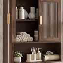 INNOD Bathroom Wall Storage Cabinet, Medicine Cabinet with Adjustable Wood Shelf & Doors, Over the Toilet Storage Cabinet for Laundry Room & Living Room Kitchen Storage Islands, Walnut 