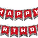 Generic Race Car Happy Birthday Banner, Red Checkered Flag Party Supplies, 5.9 x 4.7 Inches