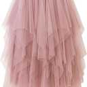 Reaowazo Tulle Skirts for Women Midi Long Fairy Skirt Tutu A-Line Mesh Layered High Elastic Waist Halloween Skirts (One Size)