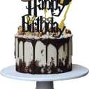 6 x Wizard 7th Cake Topper, Boy and Girl 7 Happy Birthday Party Decoration - Black (5th-50th)