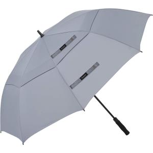 golf umbrella large oversize 68 inches air vent double canopy windproof automatic straight rain umbrellas for men and women (grey)