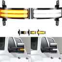 LED White & Dynamic Amber Side Tow Mirror Marker Light Sequential Turn Signal Lights for Third generation Silverado / Fourth generation Sierra (2014–2019), Smoke Lens