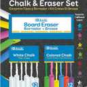 BAZIC Colored (12 Pcs) + White (12 Pcs) Chalk + Premium Chalkboard Eraser Bundle, Non-Toxic Kids Art Office Classroom Store Home, 1-Pack