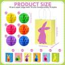 Blosssound 18 Sets Easter Gift Bags with Handles Bulk Bunny Birthday Color Treat Candy Goodie Snack Party Favor Bag with Honeycomb Ball for Easter Egg Hunt Gift Wrapping Party Supplies
