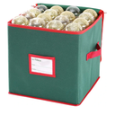 Sattiyrch Christmas Ornament Storage Box,Canvas Stores up-to 64 Standard Holiday Ornaments Holder,12 x 12 Inch 4 Layer Xmas Storage Containers,Green