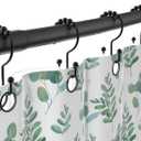 42-72 Inches Adjustable Arched Curved Shower Curtain Rod with 12 Pcs Shower Curtain Rings for Bathroom, Fitting Room, or Kitchen, Wall Drill Needed, Easy Installation, Matte Black