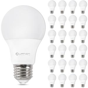 VATION LIGHTING 24 Pack A19 LED Light Bulb Daylight 5000K LED Bulbs, 60 Watt Equivalent, Efficient 8.5 Watt, 800 Lumens, E26 Medium Base, Non-Dimmable, ETL/UL Listed