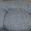 KGPLOME 18 in Jumbo Rocking Chair Cushions with Ties, Non-Slip Durable Linen Pads Thick Padding and Tufted Design for Living Room Rocker (Blue, Set of Seat & Back Cushion)