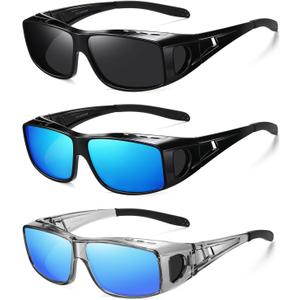 Wzerry Sunglasses Fit Over Glasses Polarized for Men Women, Wrap-Around Glasses UV400 Protection for Driving and Outdoor