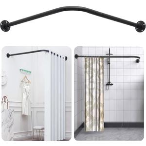 L Shaped Shower Curtain Rod,Adjustable Corner Shower Rod(23.6"-33.5"x23.6"-33.5"),90 Degree Wall Mounted Shower Curtain Rod for Bathroom,Bathtub,Clothing Store,Locker Rooms,Private Space,Need to Drill