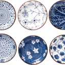 Japanese Style Ceramic Dipping Bowls,4'' Side Dishes Soy Sauce Dish for Sushi Dip,Snack,3 Oz Small Blue and White Pinch Bowl for Kitchen Prep - Set of 6 (4 inch)