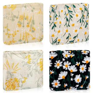 Abbylike 4 Pcs Small Makeup Bag Corduroy Cosmetic Pouch with Zipper Portable Little Bags for Purse Mini Pouch Cute Makeup Purse for Coin Essentials Items Women (Embroidery)