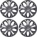 4-Pack Universal Hubcaps Replacement R15 15 inch, Steel Wheel Rim Cover for Most Cars Trucks Sedans SUV, 15" 15 in Wheel Covers Hub Caps (Gray Color)